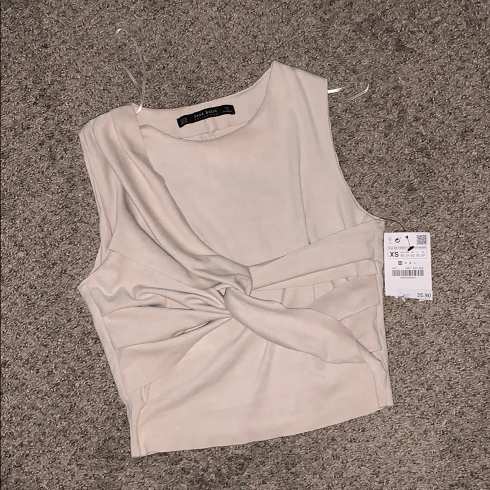 Zara Tan Suede Crop Top